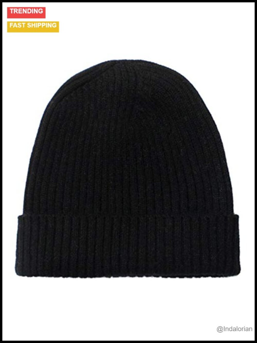 100% Cashmere Beanie Men Ribbed Knit Warm Winter Hat Gift Box